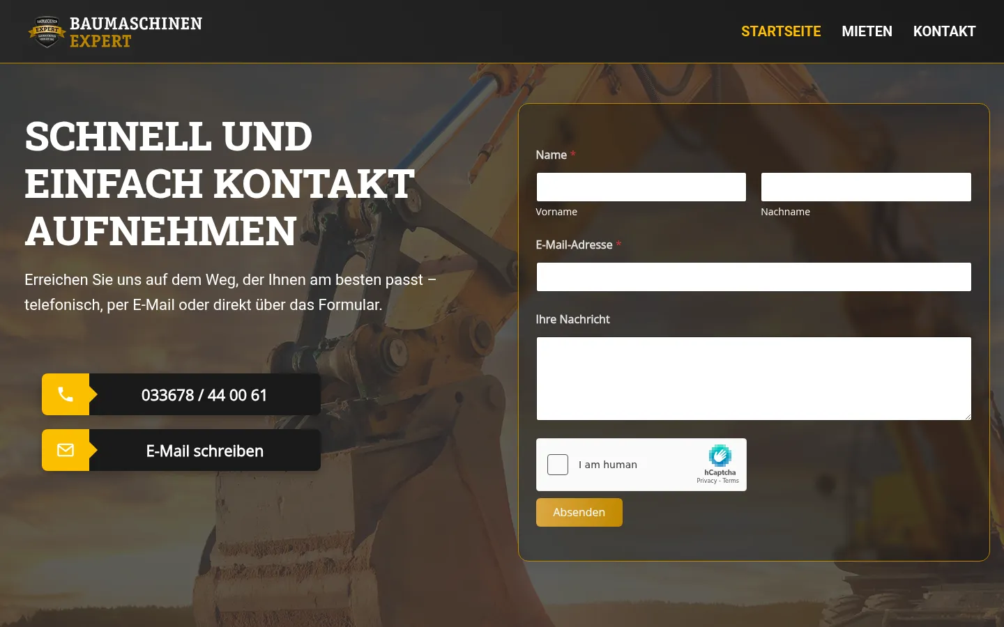 Webdesign Storkow: Baumaschinen Expert – Kontakt